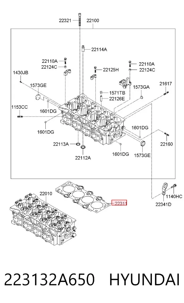 Junta de culata 223132A650 Hyundai/Kia