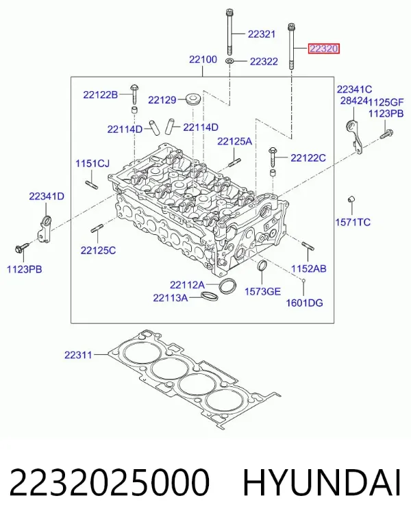 Tornillo culata 2232025000 Hyundai/Kia