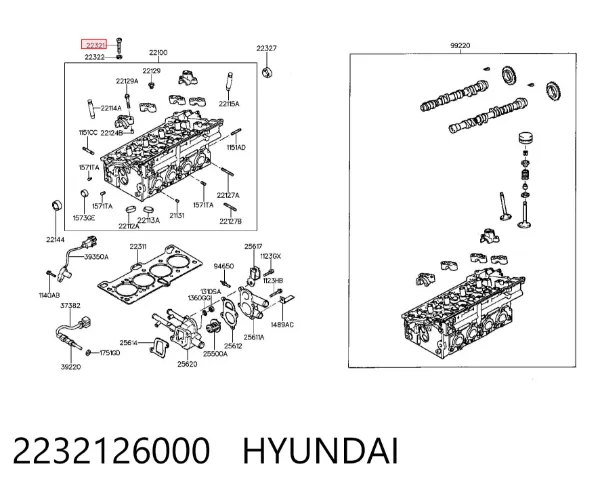 Tornillo culata 2232126000 Hyundai/Kia
