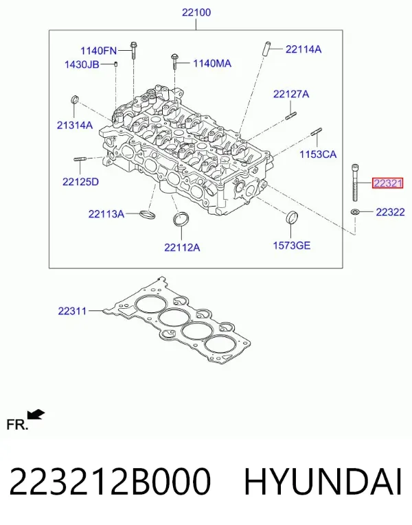 Tornillo culata 223212B000 Hyundai/Kia