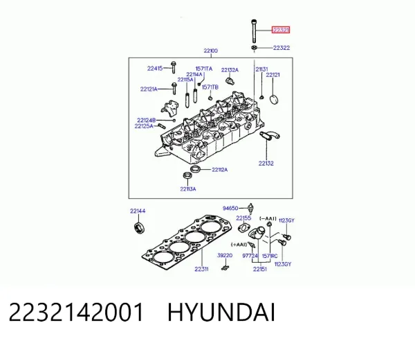 Tornillo culata 2232142001 Hyundai/Kia