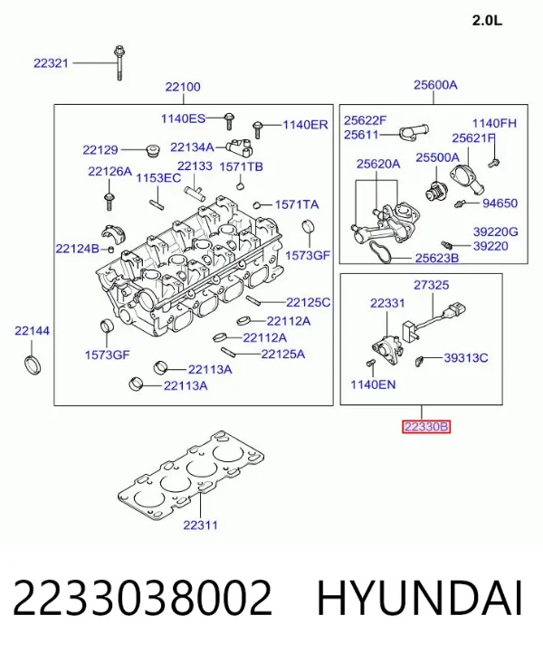 Sensor de árbol de levas 2233038002 Hyundai/Kia