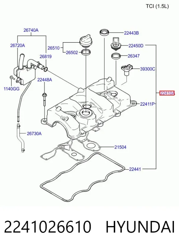 Tapa de balancines 2241026610 Hyundai/Kia
