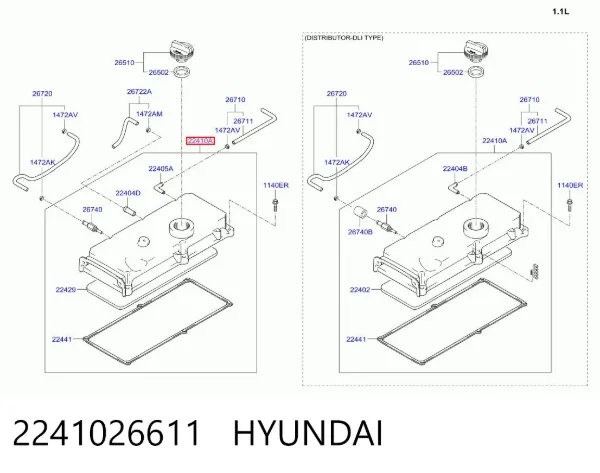 Tapa de balancines 2241026611 Hyundai/Kia