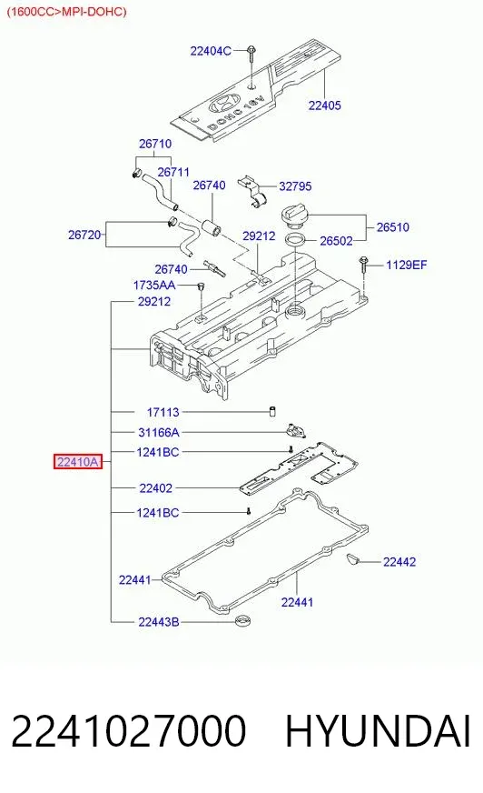 Tapa de balancines 2241027000 Hyundai/Kia