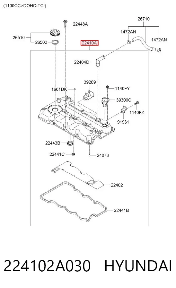 Tapa de balancines 224102A030 Hyundai/Kia