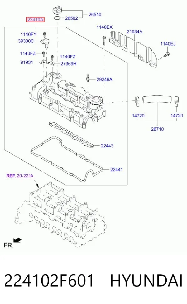 Tapa de balancines 224102F601 Hyundai/Kia