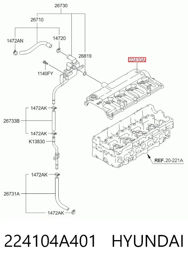 Tapa de balancines 224104A401 Hyundai/Kia