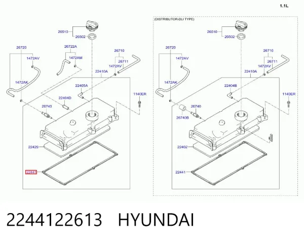 Junta tapa de balancines 2244122613 Hyundai/Kia