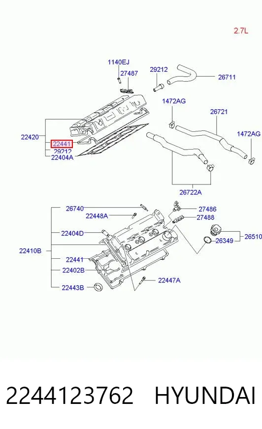 Junta tapa de balancines 2244123762 Hyundai/Kia