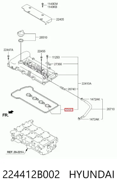 Juego de juntas de tapa de balancines HYUNDAI 224412B002