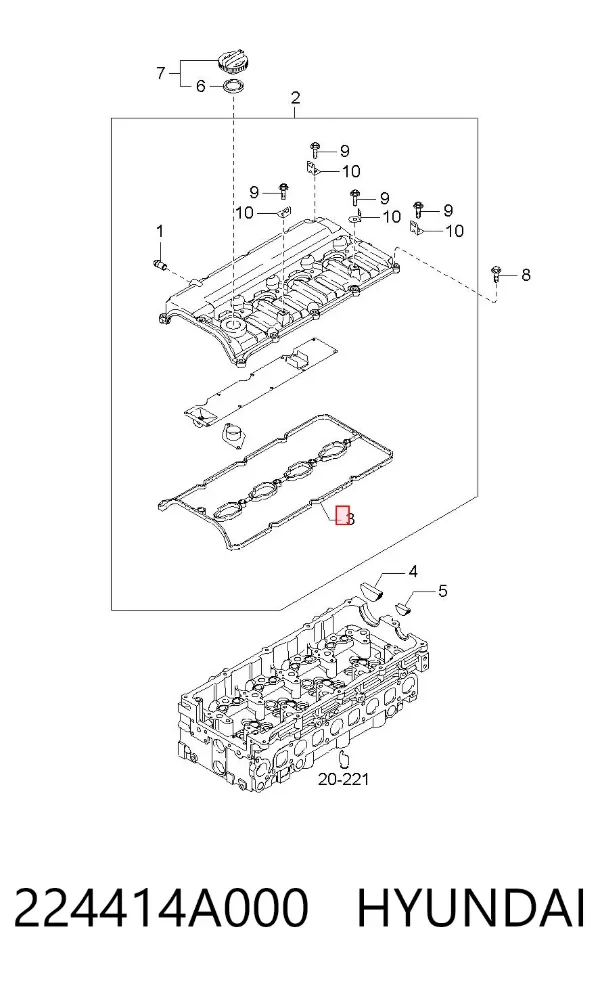 Junta tapa de balancines 224414A000 Hyundai/Kia