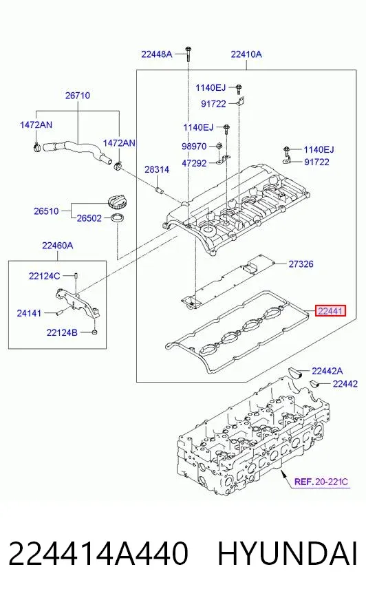Junta tapa de balancines 224414A440 Hyundai/Kia