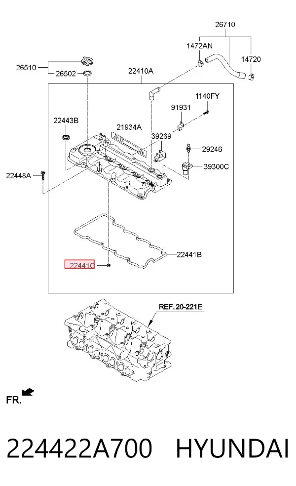 Junta tapa de balancines 224422A700 Hyundai/Kia