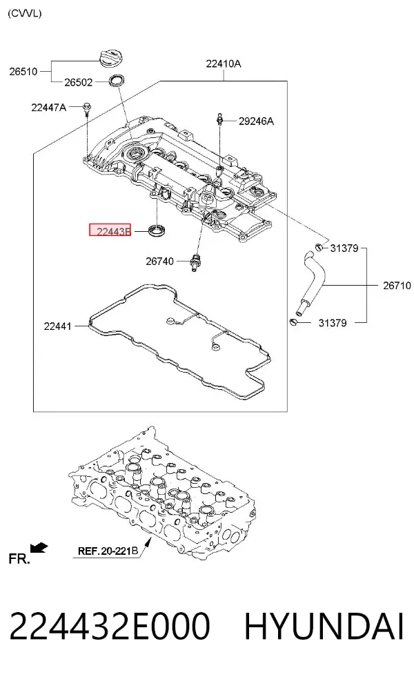 Anillo de sellado del pozo de la bujía 224432E000 Hyundai/Kia