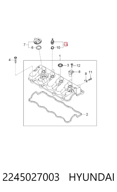 Tapón de la tapa de válvulas HYUNDAI 2245027003