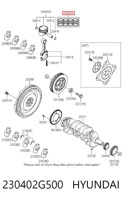 Juego de anillos de pistón, motor, STD HYUNDAI 230402G500