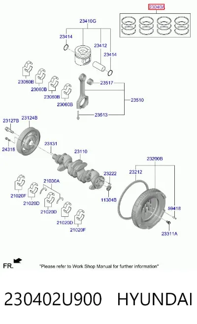 Juego de anillos de pistón, motor, STD HYUNDAI 230402U900