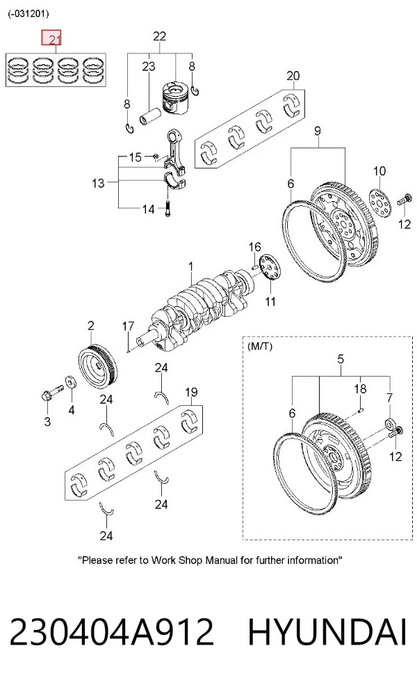 Juego de anillos de pistón, motor, STD 230404A912 Hyundai/Kia