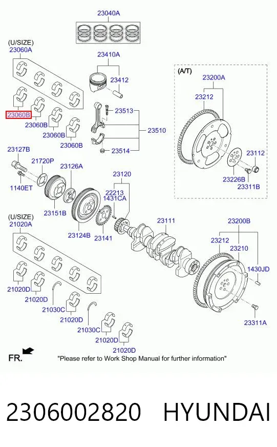 Cojinetes de biela 2306002820 Hyundai/Kia