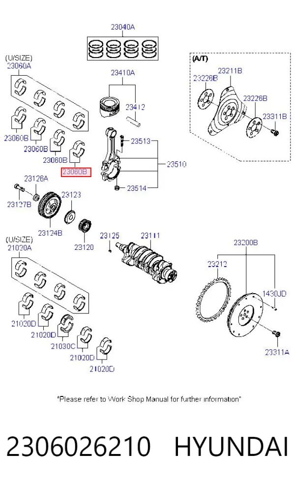 Cojinetes de biela 2306026210 Hyundai/Kia