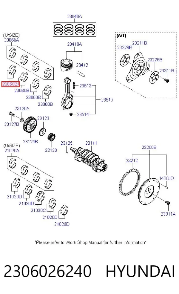 Cojinetes de biela 2306026240 Hyundai/Kia