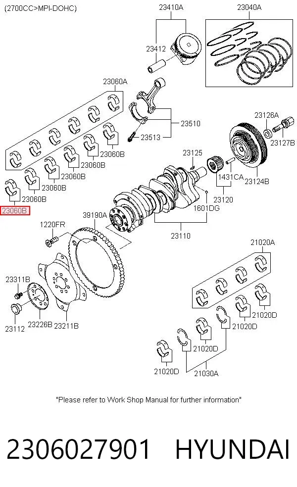 Cojinetes de biela 2306027901 Hyundai/Kia