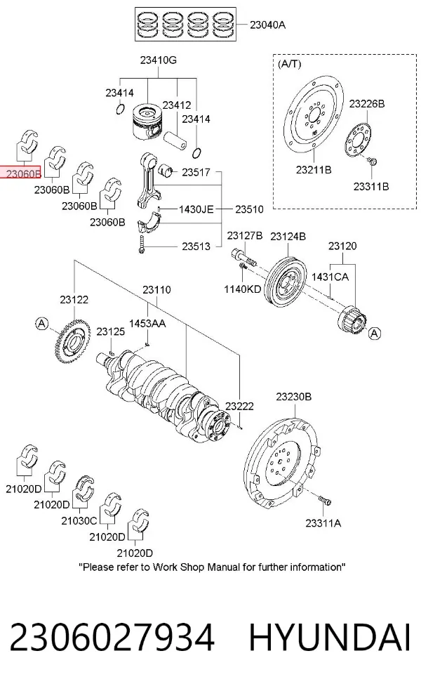 Cojinetes de biela 2306027934 Hyundai/Kia