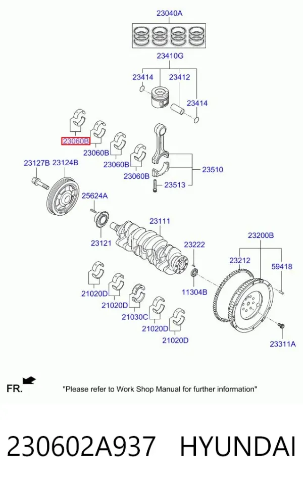 Cojinetes de biela 230602A937 Hyundai/Kia