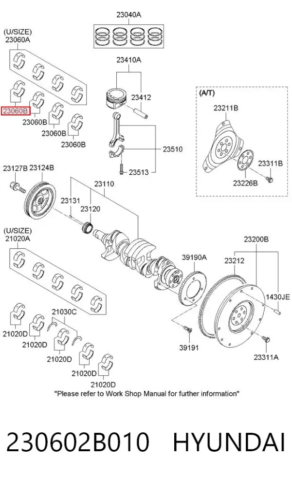 Cojinetes de biela 230602B010 Hyundai/Kia