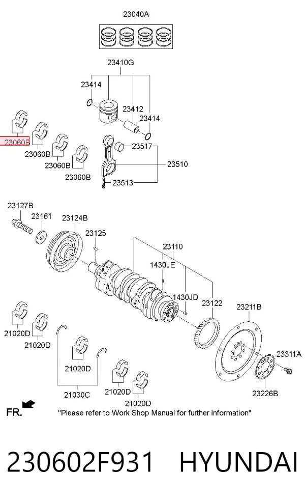 Cojinetes de biela 230602F931 Hyundai/Kia