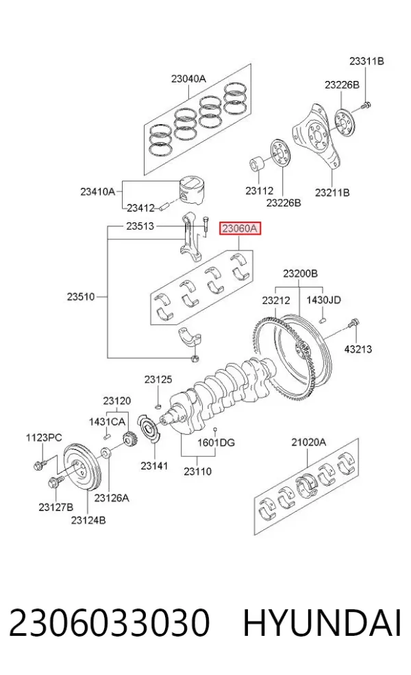 Cojinetes de biela 2306033030 Hyundai/Kia
