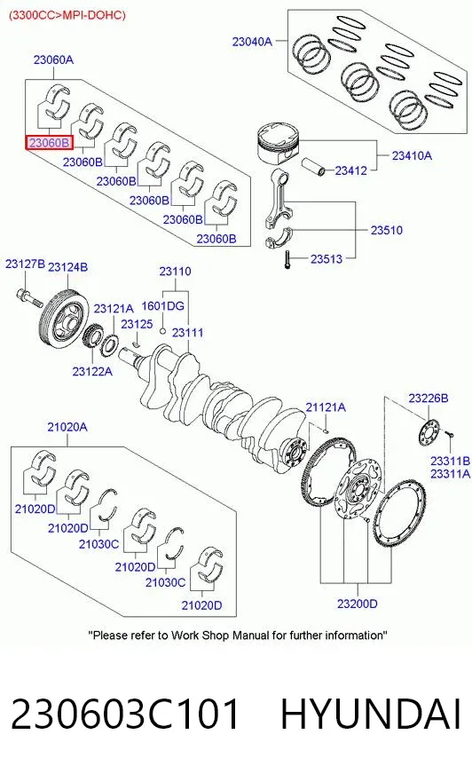 Cojinetes de biela 230603C101 Hyundai/Kia