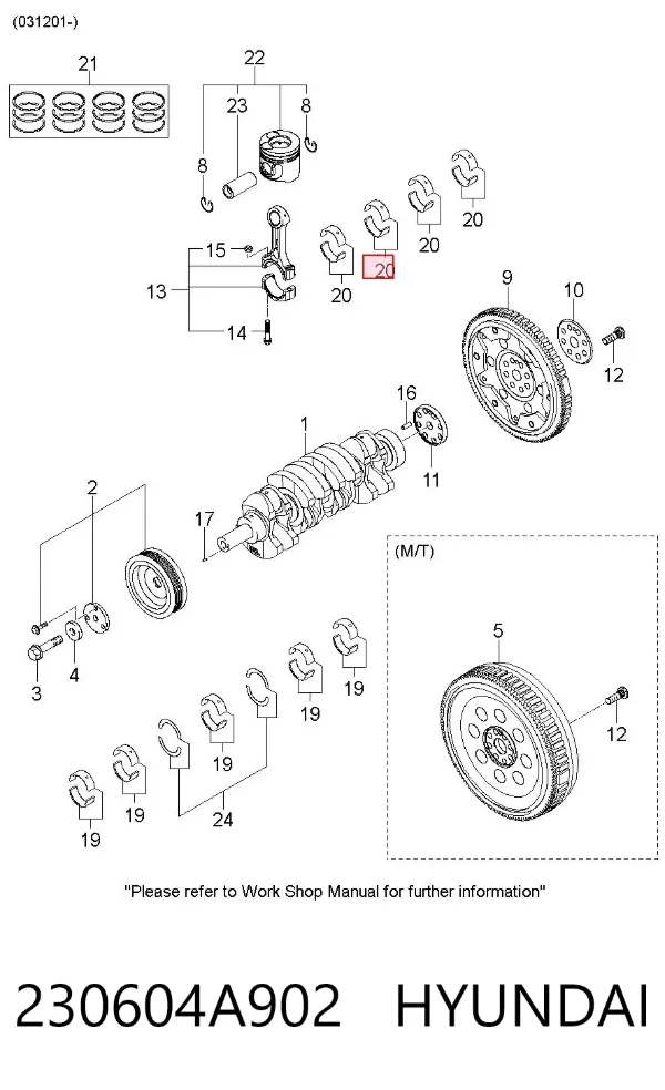 Cojinetes de biela 230604A902 Hyundai/Kia