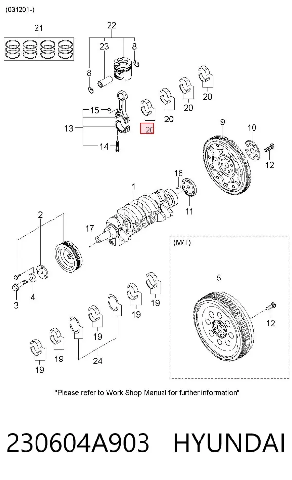 Cojinetes de biela 230604A903 Hyundai/Kia