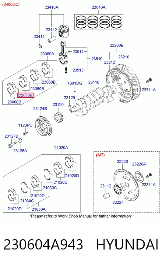 Cojinetes de biela 230604A943 Hyundai/Kia