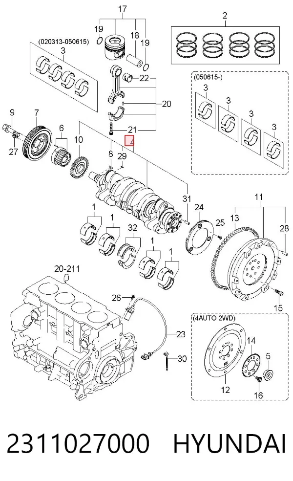 Cigüeñal 2311027000 Hyundai/Kia