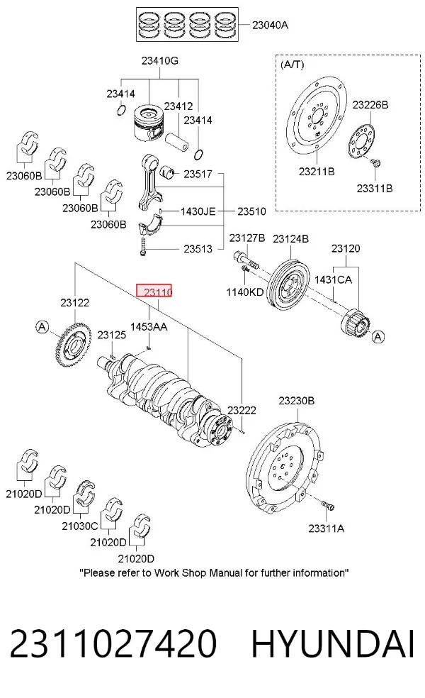 Cigüeñal 2311027420 Hyundai/Kia