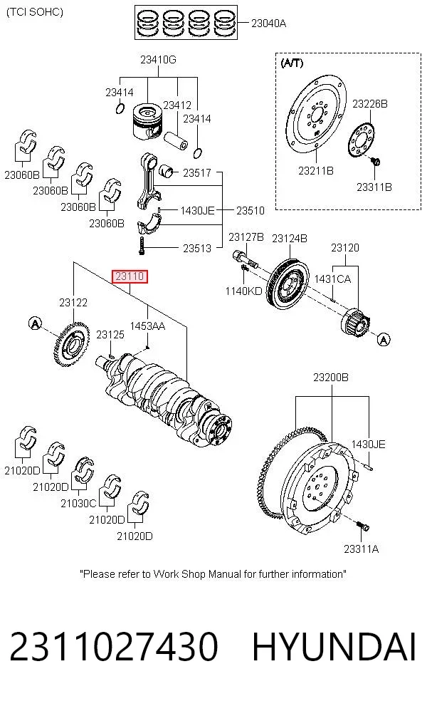 Cigüeñal 2311027430 Hyundai/Kia
