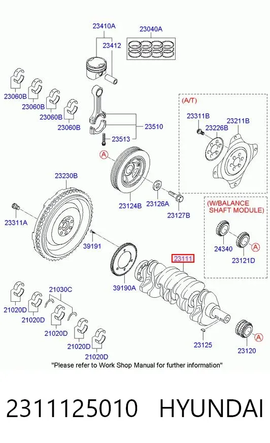 Cigüeñal 2311125010 Hyundai/Kia