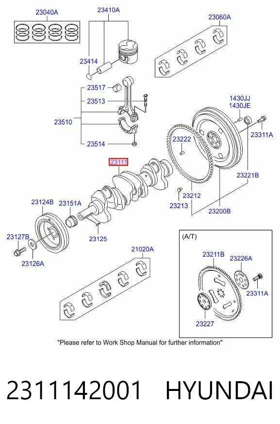 Cigüeñal 2311142001 Hyundai/Kia