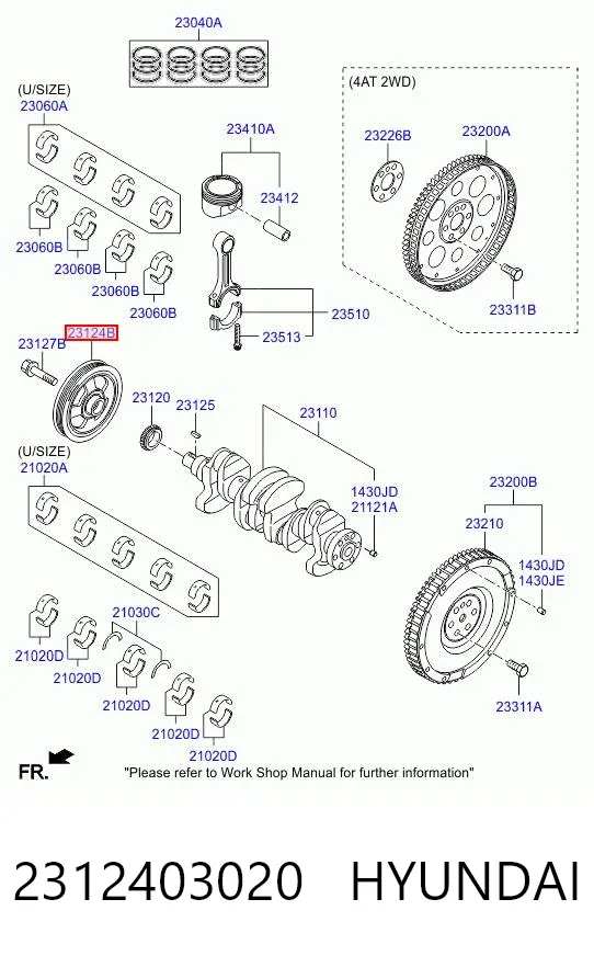 Polea de cigüeñal 2312403020 Hyundai/Kia