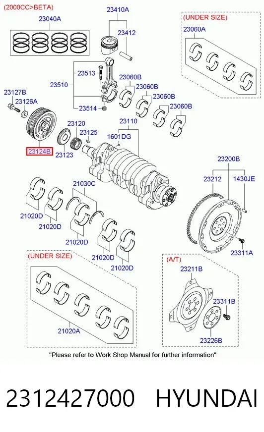 Polea de cigüeñal 2312427000 Hyundai/Kia