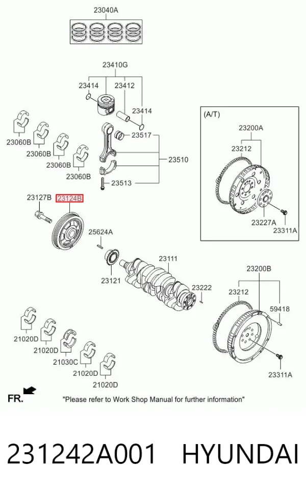 Polea de cigüeñal 231242A001 Hyundai/Kia