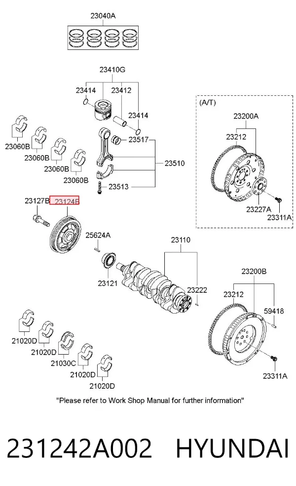 Polea de cigüeñal 231242A002 Hyundai/Kia