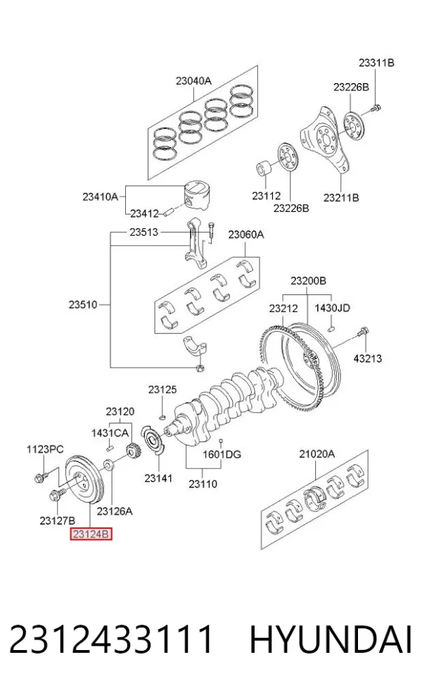Polea de cigüeñal 2312433111 Hyundai/Kia