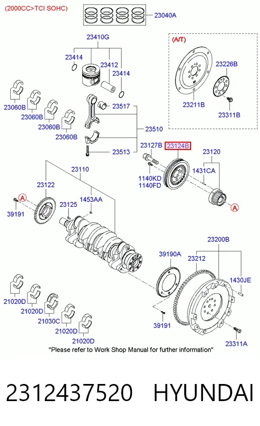 Polea de cigüeñal 2312437520 Hyundai/Kia