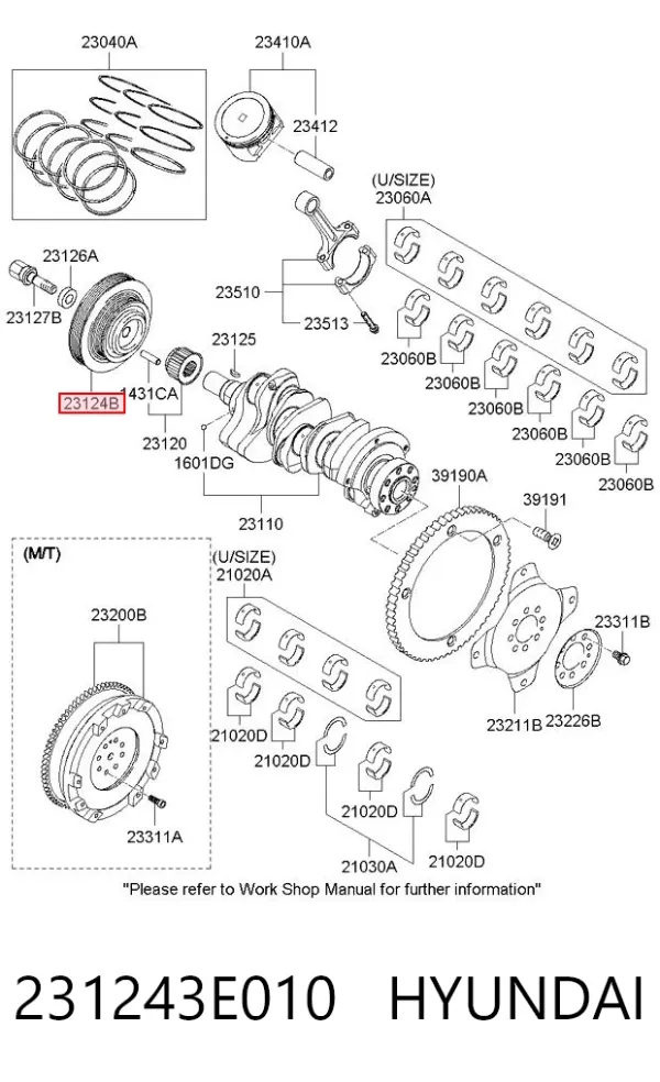 Polea de cigüeñal 231243E010 Hyundai/Kia