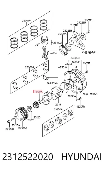 Chaveta de cigüeñal HYUNDAI 2312522020