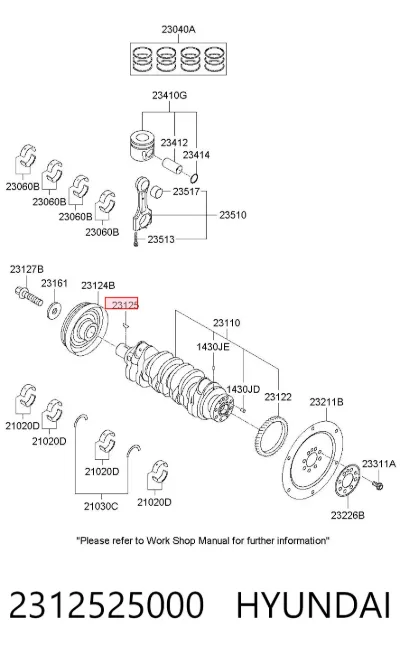 Chaveta de cigüeñal HYUNDAI 2312525000